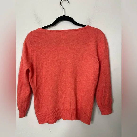 Tabitha Anthropologie lightweight cashmere wool cardi silk floral appliqué sz M - Picture 6 of 8